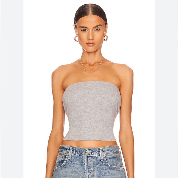 Donni Sweater Tube Top in Heather Grey - Picture 5 of 6